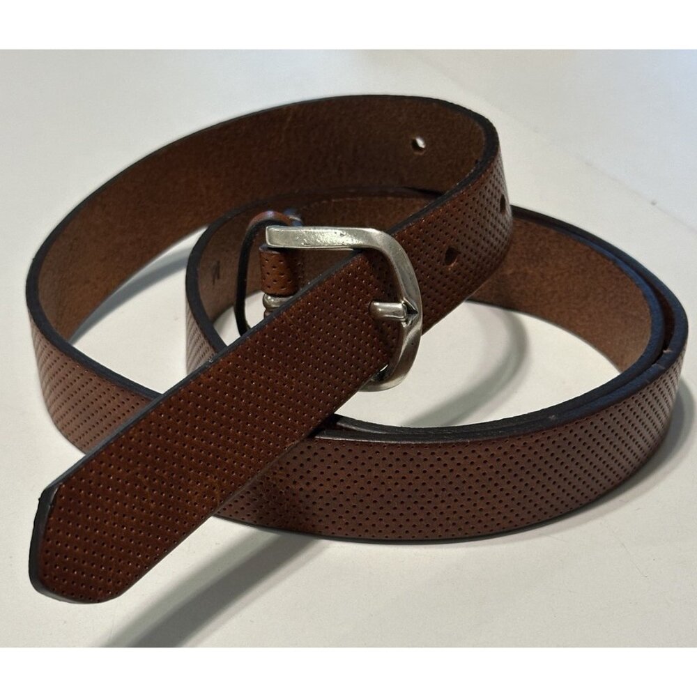 Fabio Corti  Brown  Italian  Genuine Leather Boho Belt Sz Medium Silver Buckle